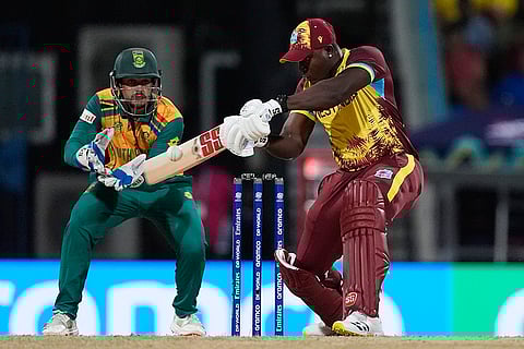 Rovman Powell bats against South Africa